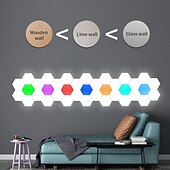 cheap Smart Lights-LED Smart Light Hexagonal LED Remote Control Wall Light, Modular Touch Color DIY Lighting for Bedroom, Bathroom, Living Room, Parties and Holidays 6-10 Piece Set