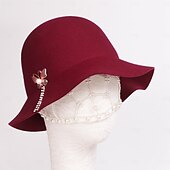 levne Party klobouky-klobouky 100% vlna buřinka / cloche klobouk kbelík klobouk fedora klobouk svatební čajový dýchánek elegantní britský s umělou perlou čepice pokrývka hlavy