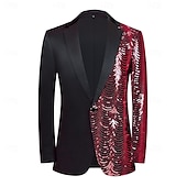 cheap Party Blazer-Men&#039;s Blazer Jacket Tuxedo Party Sparkle Striped Blazer Red Blue Gold Standard Fit Single Breasted One-button