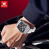 cheap Quartz Watches-OLEVS Men Quartz Watch Fashion Casual Wristwatch Moon phase Luminous Calendar Waterproof Silicone Gel Watch