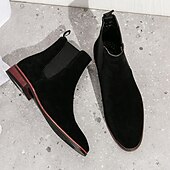 abordables Bottes de Chelsea-bottines chelsea en simili-suède pour homme – bottines décontractées à enfiler avec empiècements latéraux élastiques pour un usage quotidien, style vintage