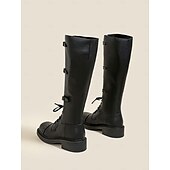 abordables Bottes de combat-bottes de combat à lacets à mollet large pour femmes avec sangles à boucle, semelle robuste - confortables et élégantes pour une tenue décontractée et extérieure
