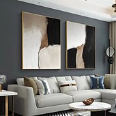 cheap Abstract Paintings-Wabi sabi painting handmade Wall Art Set of 2 Beige Abstract Painting on Canvas hand painted A Pair Beige Texture oil paintings Wall Art Neutral Abstract Wall Art Boho Wal Decor painting