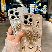 お買い得  iPhone用ケース-電話 ケース 用途 iPhone 16 Pro Max プラス iPhone 15 プロマックスプラス iPhone 14 Pro Max iPhone 14 Pro Max Plus バックカバー スタンド付き リストストラップ付き 耐衝撃 レトロ風 TPU PC