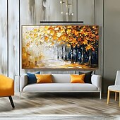 billiga Landskapsmålningar-impressionism oljemålning handmålade abstrakta höstlandskapsmålningar på duk handgjorda landskapstexturerad målning väggkonst oljemålning handmålad höstmålning för vardagsrum väggdekoration