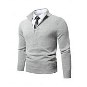 abordables Pull col rond-Homme Pull Chandail Pull Robe pull A côtes Tricoter Découpé Zippé Tricoté Couleur unie Mao mode basique Extérieur du quotidien Vêtement Tenue Automne Hiver Noir Bleu Roi S M L