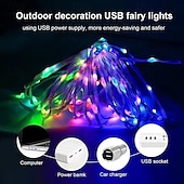 abordables Guirlandes lumineuses USB-Guirlande lumineuse magique à LED RVB contrôlée par application, guirlande lumineuse USB avec télécommande, synchronisation de musique Bluetooth pour Noël, mariage, anniversaire en extérieur