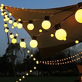 billige Solstrengelys-solenergi utendørs vanntette g50 pære lysstreng 5m 7m perfekt for jul, bakgård utendørs terrasse camping atmosfære dekorasjon
