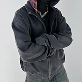 economico felpe con cappuccio da uomo di base-Per uomo Giacca con cappuccio Felpa con cappuccio e zip Felpa con cappuccio invecchiata Blu marino Grigio scuro Con cappuccio A quadri Collage Color Block Ufficio Sportivo Informale Streetwear