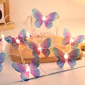 abordables Guirlandes lumineuses à piles-Guirlande lumineuse papillon, 1,5 m/3 m, 10/20 LED, alimentée par batterie, pour Noël en intérieur&amp;amp;décoration extérieure