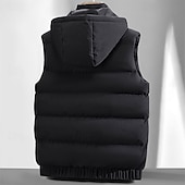 billiga Herrarnas puffer väst-Herr Pufferjacka Pufferväst Väst Gilet Quiltad väst Dagligen Datum Semester Mode Ledigt Höst vinter Ficka Polyester Håller värmen Bekväm Slät Dragkedja Huva Normal Svart Blå Grå Väst