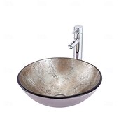 economico Lavabi da appoggio-lavandino da appoggio per il bagno con rubinetto e scarico, lavabo combinato con tubo di scarico, lavabo da appoggio per il bagno, lavabo in vetro temperato, lavabo da appoggio, lavabo da appoggio