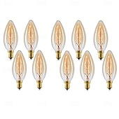 levne LED svíčky-10ks vintage edison svíčkové žárovky, 40w e14 c35 stmívatelné dekorativní retro světla - ac 220-240v