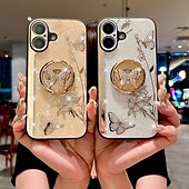 cheap iPhone Cases-Phone Case For iPhone 16 Pro Max Plus iPhone 15 Pro Max Plus iPhone 14 13 12 11 Pro Max Plus iPhone 14 Pro Max iPhone 13 12 11 Pro Max Back Cover with Stand Holder with Wrist Strap Shockproof Retro