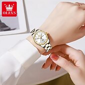 cheap Quartz Watches-OLEVS 3612 Original Elegant Quartz Ladies Watch Week Calendar Display Dress Watch For Women Waterproof Stainless Steel Clock
