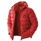 baratos jaquetas e casacos gráficos masculinos-Homens Gráfico Rena Natal Baixa Casaco puffer Prova-de-Água Leve Casual Ao ar livre Diário Feriado Imprimir Outono Inverno Com Capuz Manga Longa Vermelho Azul Royal Verde Tropa
