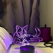 economico Luci notturne 3D-luce notturna a led 3d usb, lampada illusione di gatto che cambia colore a 7 colori, luce notturna con controllo touch, decorazione perfetta e regalo per gli amanti dei gatti