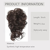 abordables Chignons-Extensions de cheveux chignon en désordre, chignon ébouriffé super long, postiches ondulés en queue de cheval, chouchous avec élastiques pour femmes et filles