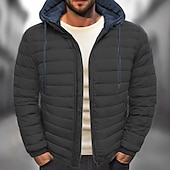 cheap Men&#039;s Downs &amp; Parkas-Men&#039;s Winter Coat Puffer Jacket Quilted Jacket Transition Jacket Pocket Hooded Office &amp; Career Date Casual Daily Warm Winter Color Block Black Red Navy Blue Blue Puffer Jacket