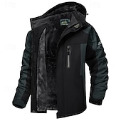 economico giacca sportiva-giacca con cappuccio da uomo giacca da sci giacca da trekking in pile giacca invernale da esterno termica calda fodera in pile impermeabile antivento giacca a vento giacca softshell cappotto sci sci snowboard pesca nero