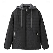 cheap Men&#039;s Downs &amp; Parkas-Men&#039;s Winter Coat Puffer Jacket Quilted Jacket Transition Jacket Pocket Hooded Office &amp; Career Date Casual Daily Warm Winter Color Block Black Red Navy Blue Blue Puffer Jacket