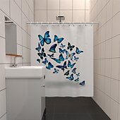 cheap Shower Curtains-Shower Curtain with Hooks 180cm*180cm(70&quot;*70&quot;) Polyester Washable Waterproof Pattern Bathroom Bathtub Decor Vintage Butterfly