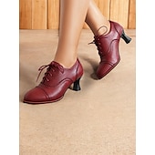 cheap 1950s-Women&#039;s Vintage Oxford Lace-Up Shoes - Retro Style Kitten Heel Brogue Design, Perfect for Office Wear and Classic Outfits