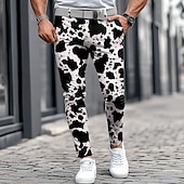 billiga Smal-Herr Fläck Kostymbyxor Medium Midja Business Casual Formell Utomhus Gata Dragkedja Ficka Sommar Vår Höst 3D-tryck Svartvit