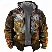 abordables sweats à capuche 3d pour hommes-Homme Motif Léopard Sweat à capuche Sweats à Capuche Sweat-shirt Sweat à capuche manche longue Sweat à capuche Capuche Mode 3D effet Vacances Voyage Vêtement de rue Jaune Rouge Zippé Poche Cordon