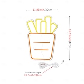 billiga LED-neonlampor-pommes frites neonskylt led ljus, akryl neon väggdekor 16,5x12&quot; för kök, restaurang, fest  &amp; matvagn