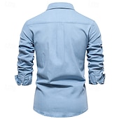 levne Pánské overshirts-Pánské Košile Košile pro volný čas Košile na knoflíky Bez vzoru Denní Dovolená Světle modrá Černá Tmavomodrá Dlouhý rukáv Límeček Jaro. Podzim. Zima. Léto Oblečení