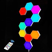 cheap Smart Lights-LED Smart Light Hexagonal LED Remote Control Wall Light, Modular Touch Color DIY Lighting for Bedroom, Bathroom, Living Room, Parties and Holidays 6-10 Piece Set