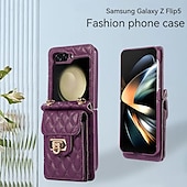 זול מארז סמסונג-טלפון מגן עבור Z Flip 6 Z Flip 5 Z Flip 4 Z Flip 3 כיסוי אחורי עם שרוך חריץ לכרטיס עמיד בזעזועים רטרו TPU עור PU
