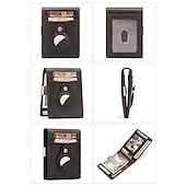お買い得  ウォレット-男性用 ウォレット クレジットカードホルダーウォレット レザー 牛革 オフィス ショッピング カジュアル／普段着 複数のポケット 大容量 耐久 RFIDブロッキング 純色 ダークブラウン ブラック 褐色