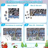 ieftine Calendarul Adventului-Calendar Advent de Crăciun 2025 Puzzle de Crăciun cu 1008 Piese Calendare pentru Numărarea Crăciunului pe 24 de zile pentru Copii și Adulți