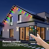 זול מופעל באמצעות USB-ממשק usb שחור גג גג קבוע, LED מחרוזת אורות נצח 49ft 50 לדים עם אפליקציית bluetooth עם בקר מפתח ir44 rgbic אור אינטליגנטי ip65 גג עמיד למים חג חג המולד בחוץ
