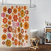 baratos Cortinas de Banho-Cortina de Chuveiro com 12 Ganchos 180cm*180cm(70&quot;*70&quot;) Poliéster Lavável Impermeável Padrão de Decoração de Banheiro para Banheira com Flores Peônia Vintage