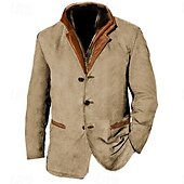 economico Giubbotti e cappotti da uomo-Per uomo Giacca di velluto a coste Antivento Giornaliero Da mare Tenere al caldo Colletto in pile Nessuna fodera in pile Autunno inverno Liscio Di tendenza Streetwear Bavero Standard Blu Cachi Verde