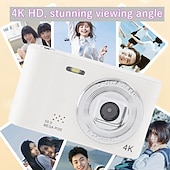cheap Digital Camera-4K Digital Camera Point and Shoot Photography Travel Selfie Camara 2.4inch Screen Entry-Level Gift Compact Digicam Selfie Mini Retro Cam