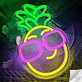 abordables Lampes néon led-Panneau lumineux au néon ananas, lumière au néon LED alimentée par USB pour une décoration intérieure esthétique, un mariage, une chambre, une fête, une chambre d&#039;adolescent &amp;décoration murale de