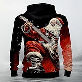abordables sweats à capuche 3d pour hommes-Homme père Noël Sweat à capuche Sweats à Capuche Sweat-shirt Sweat à capuche manche longue Sweat à capuche Capuche Mode 3D effet Noël Voyage Festival Rouge Poche Impression 3D Automne Hiver Designer