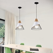 economico Luci a sospensione-lampada a sospensione macaron nordica lampada a sospensione moderna a led e27 lampada a sospensione a led ferro legno 110-240v