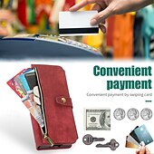 baratos Capa Samsung-telefone Capinha Para Dobra Z 6 Z Fold 5 Z Fold 4 Z Fold 3 Capa traseira Com Suporte Zíper com cordão Retro TPU Couro PU