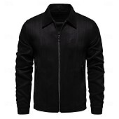 abordables Manteaux &amp; vestes-Homme Veste décontractée Veste en faux suède Veste en daim marron Casual Quotidien Coupe-vent Le style rétro Automne hiver Couleur unie / unie Décontractées Revers Normal Noir Marron Vert Grise Veste