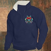 abordables Sudaderas Básicas_-Hombre Sudadera Sudadera Con Capucha Sudadera con un cuarto de cremallera Negro Verde Ejército Rojo Azul Marino Caqui Media cremallera Graphic Estampado Estampado Cremallera de un cuarto Navidad