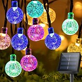 halpa Aurinkokiekevalot-20 m aurinko-LED-lyhtyvalo, 200 kuplapallo-LED-nauha, vedenpitävä ulkokäyttöön joulupuutarhan koristeluun 1 setti