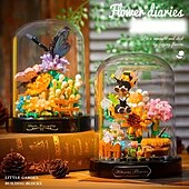 abordables Jouets de Construction-blocs de construction bouquet immortel décoration de bureau à domicile ornements cadeaux de Noël assemblage blocs de construction jouets cadeaux d&#039;Halloween bricolage fait à la main épissage jouets