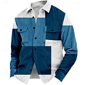 cheap Men&#039;s Shirt Jacket-Christmas Men&#039;s Plaid Corduroy Shirt Shirt Jacket Overshirt Long Sleeve Fashion Casual Outdoor Dailywear Holiday Fall &amp; Winter Turndown Collared Shirts Buttons 3D Print 2 Pockets 1pc Black Red Blue