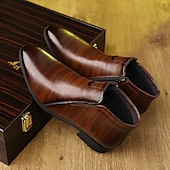 tanie Ubierz buty-męskie botki ze skóry ekologicznej z zamkiem błyskawicznym z boku - eleganckie, formalne buty do biura i na specjalne okazje