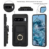 お買い得  その他のスマホケース-電話 ケース 用途 ピクセル9プロ ピクセル9プロXL Pixel 8 Pro Pixel 8 ピクセル9 バックカバー バンカーリング カード挿入口 耐衝撃 レトロ風 TPU PUレザー